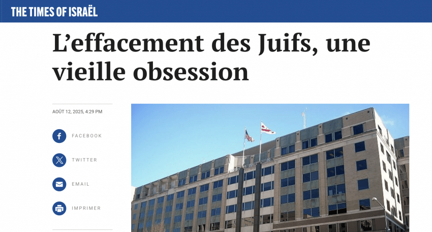 L’effacement des Juifs : une vieille obsession – Tribune dans The Times of Israel