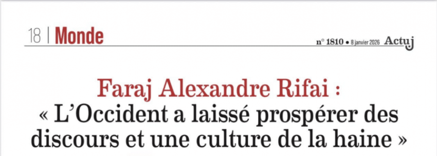 Faraj Alexandre Rifai L’Occident a laissé prospérer une culture de la haine | Actualité Juive